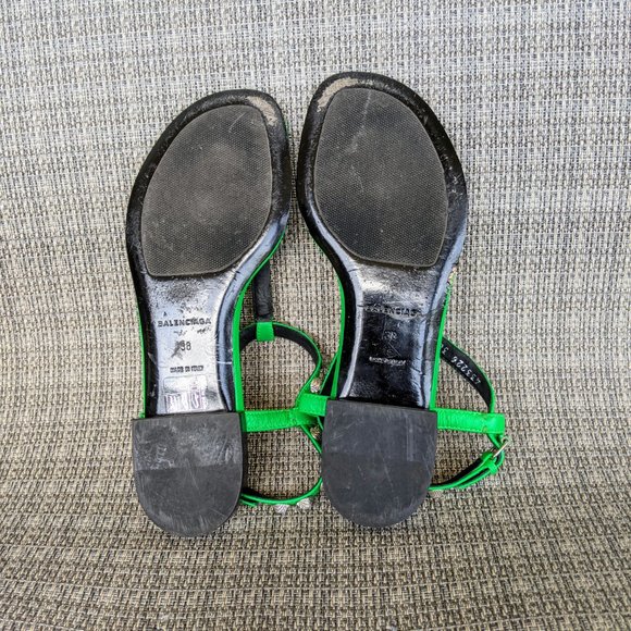 BALENCIAGA Green Arena Studded Thong Sandals sz 38 - Picture 6 of 7